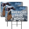 American Pride Month 2 Pack Double-Sided Yard Signs 16" x 24" with Metal Stakes (Made in Texas)