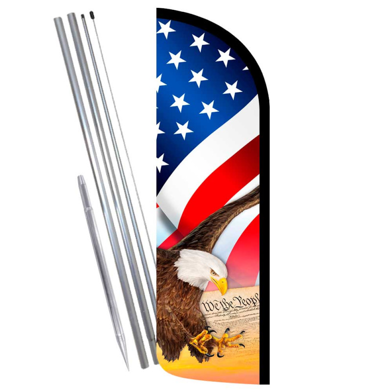 American Glory (Constitution) Premium Windless Feather Flag Bundle (Complete Kit) OR Optional Replacement Flag Only