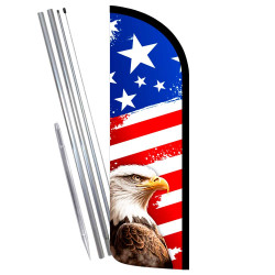 American Glory (Grunge) Premium Windless Feather Flag Bundle (Complete Kit) OR Optional Replacement Flag Only