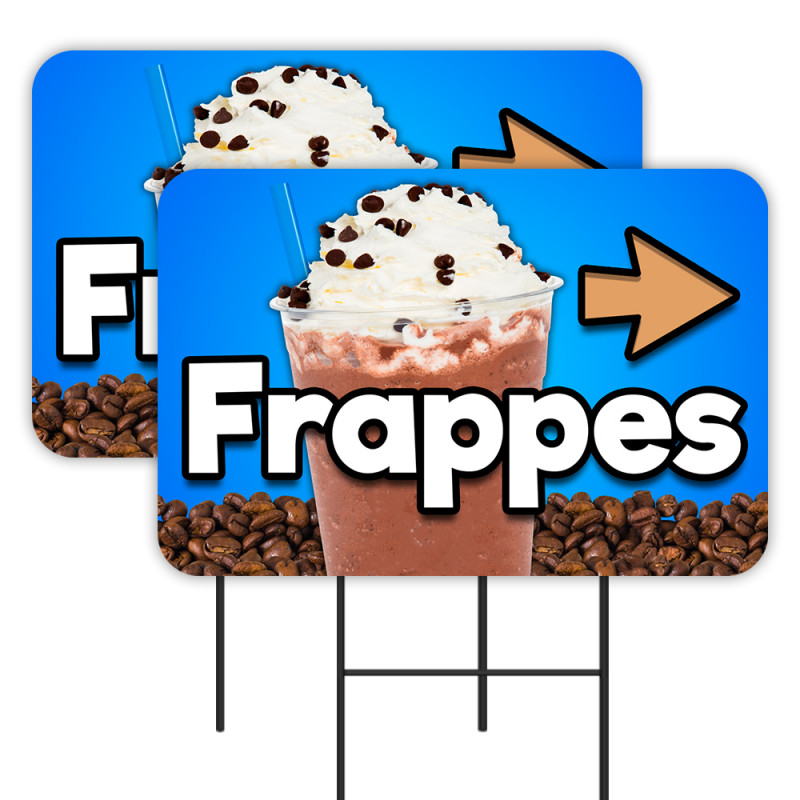 Frappes 2 Pack Double-Sided Yard Signs 16" x 24" with Metal Stakes (Made in Texas)