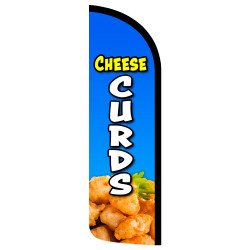 Cheese Curds Premium Windless Feather Flag Bundle (Complete Kit) OR Optional Replacement Flag Only