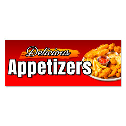 DELICIOUS APPETIZERS Vinyl Banner with Optional Sizes (Made in the USA)