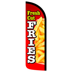 Fresh Cut Fries Premium Windless Feather Flag Bundle (Complete Kit) OR Optional Replacement Flag Only