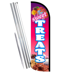 Sweet Treats Premium Windless Feather Flag Bundle (Complete Kit) OR Optional Replacement Flag Only