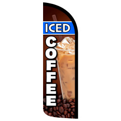 Iced Coffee Premium Windless Feather Flag Bundle (Complete Kit) OR Optional Replacement Flag Only