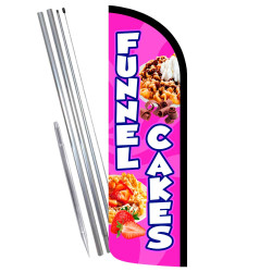 Funnel Cakes - Pink Premium Windless Feather Flag Bundle (Complete Kit) OR Optional Replacement Flag Only