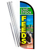 Livestock Feeds Premium Windless Feather Flag Bundle (Complete Kit) OR Optional Replacement Flag Only