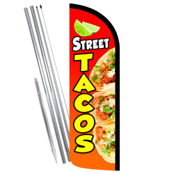 Street Tacos Premium Windless Feather Flag Bundle (Complete Kit) OR Optional Replacement Flag Only