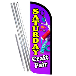 Craft Fair Saturday Premium Windless Feather Flag Bundle (Complete Kit) OR Optional Replacement Flag Only