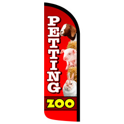 Petting Zoo Premium Windless Feather Flag Bundle (Complete Kit) OR Optional Replacement Flag Only