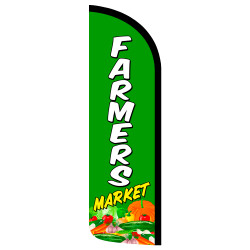 Farmer's Market Windless Feather Flag Bundle (Complete Kit) OR Optional Replacement Flag Only