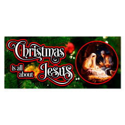 Christmas Is All About Jesus 21" x 47" Magnetic Garage Banner For Steel Garage Doors