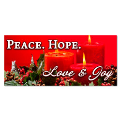 Peace Hope Love Joy - Advent 21" x 47" Magnetic Garage Banner For Steel Garage Doors