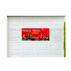 Peace Hope Love Joy - Advent 21" x 47" Magnetic Garage Banner For Steel Garage Doors