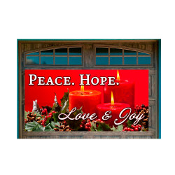 Peace Hope Love Joy - Advent 42" x 84" Magnetic Garage Banner For Steel Garage Doors