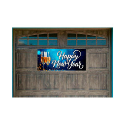 Happy New Year 21" x 47" Magnetic Garage Banner For Steel Garage Doors