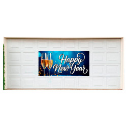 Happy New Year 42" x 84" Magnetic Garage Banner For Steel Garage Doors