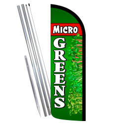 Micro Greens Premium Windless Feather Flag Bundle (Complete Kit) OR Optional Replacement Flag Only