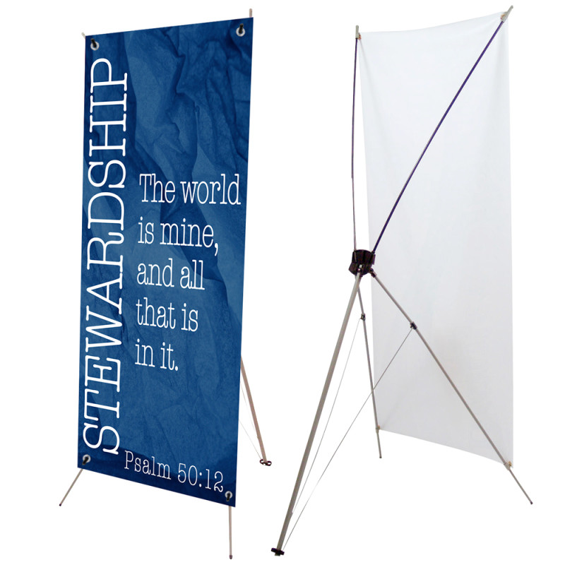 Stewardship - Psalm 50:12 2.5' x 6' Church X-Banner Kit (Printed in the USA)