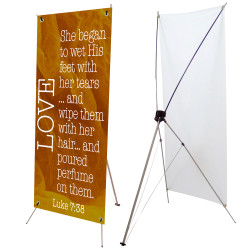 Love - Luke 7:38 2.5' x 6' Church X-Banner Kit (Printed in the USA)