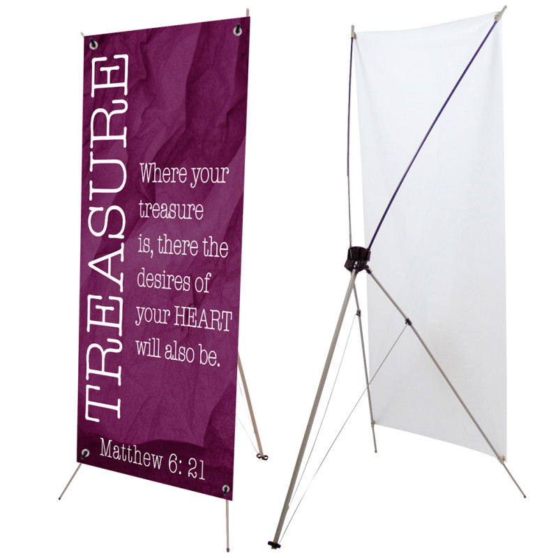 Treasure - Matthew 6:21 Giving Series 2.5' x 6' Church X-Banner Kit (Printed in the USA)