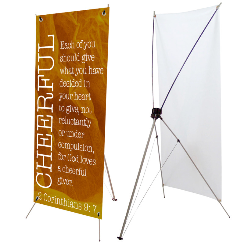 Cheerful - 2 Corinthians 9:7 Giving Series 2.5' x 6' Church X-Banner Kit (Printed in the USA)