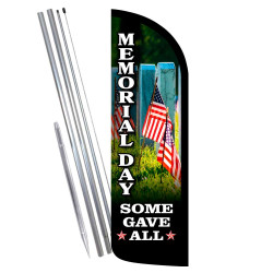 Memorial Day Premium Windless  Feather Flag Bundle (Complete Kit) OR Optional Replacement Flag Only