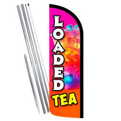 Loaded Tea Premium Windless Feather Flag Bundle (Complete Kit) OR Optional Replacement Flag Only