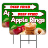 Deep Fried Apple Rings 2 Pack Double-Sided Yard Signs 16" x 24" with Metal Stakes (Made in Texas)