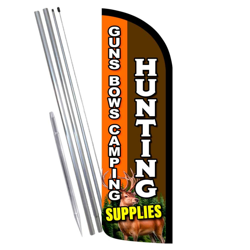 Hunting Supplies Premium Windless Feather Flag Bundle (Complete Kit) OR Optional Replacement Flag Only