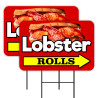 Lobster Rolls 2 Pack Double-Sided Yard Signs 16" x 24" with Metal Stakes (Made in Texas)