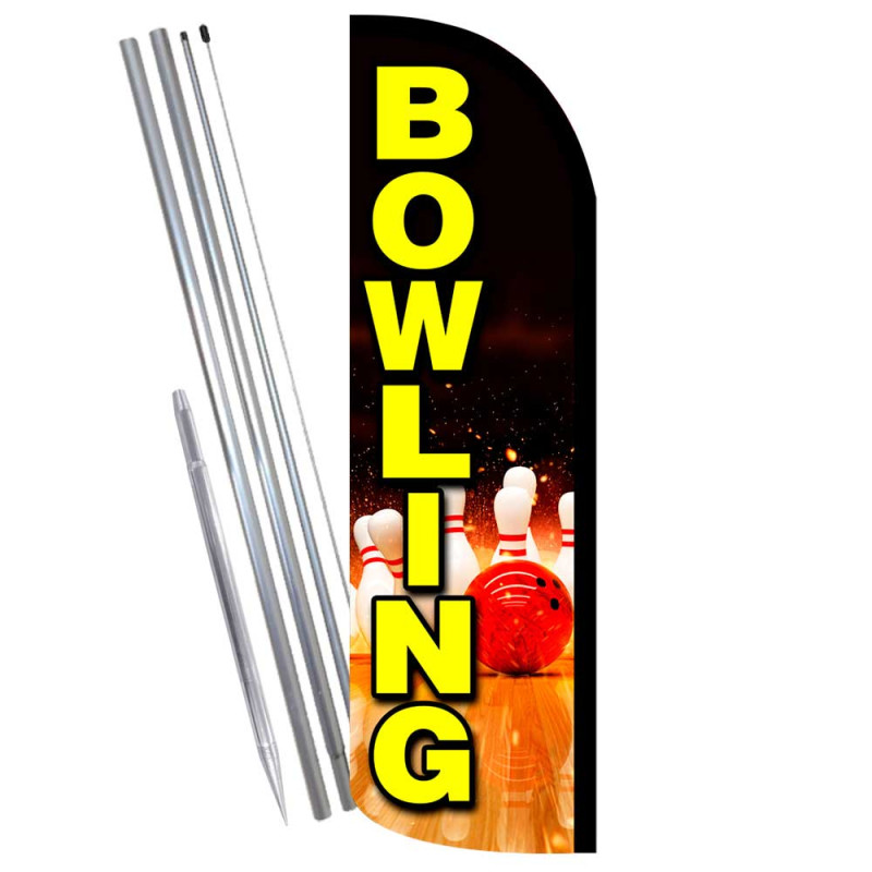 BOWLING Premium Windless Feather Flag Bundle (Complete Kit) OR Optional Replacement Flag Only