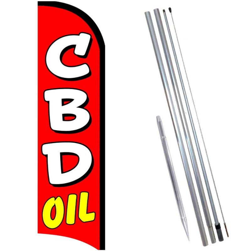 CBD OIL Windless Feather Flag Bundle (Complete Kit) OR Optional Replacement Flag Only