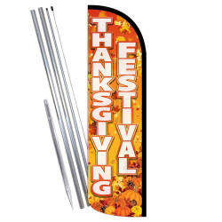 THANKSGIVING FESTIVAL Premium Windless Feather Flag Bundle (Complete Kit) OR Optional Replacement Flag Only