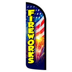 Fireworks Premium Windless Feather Flag Bundle (Complete Kit) OR Optional Replacement Flag Only