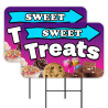 Sweet Treats 2 Pack Double-Sided Yard Signs 16" x 24" with Metal Stakes (Made in Texas)