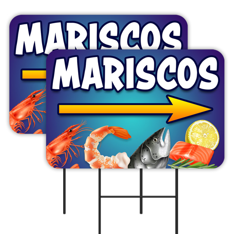 MARISCOS 2 Pack Double-Sided Yard Signs 16" x 24" with Metal Stakes (Made in Texas)