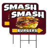 Smash Burgers 2 Pack Double-Sided Yard Signs 16" x 24" with Metal Stakes (Made in Texas)