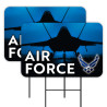 Air Force 2 Pack Double-Sided Yard Signs 16" x 24" with Metal Stakes (Made in Texas)