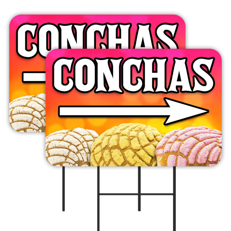 Conchas 2 Pack Double-Sided Yard Signs 16" x 24" with Metal Stakes (Made in Texas)