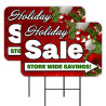 Holiday Sale 2 Pack Double-Sided Yard Signs 16" x 24" with Metal Stakes (Made in Texas)