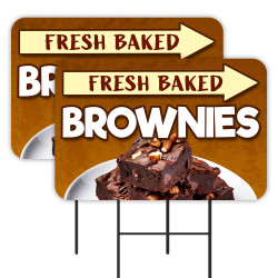 Fresh Baked Brownies 2 Pack Double-Sided Yard Signs 16" x 24" with Metal Stakes (Made in Texas)