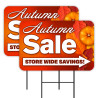 Autumn Sale - Fall Sale 2 Pack Double-Sided Yard Signs 16" x 24" with Metal Stakes (Made in Texas)