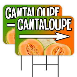 Cantaloupe 2 Pack Double-Sided Yard Signs 16" x 24" with Metal Stakes (Made in Texas)