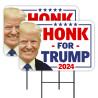 Honk For Trump 2024 2 Pack Double-Sided Yard Signs 16" x 24" with Metal Stakes (Made in Texas)