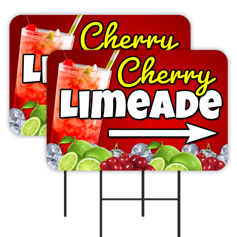 Cherry Limeade 2 Pack Double-Sided Yard Signs 16" x 24" with Metal Stakes (Made in Texas)