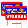 Climate Controlled Storage - Red 2 Pack Double-Sided Yard Signs 16" x 24" with Metal Stakes (Made in Texas)