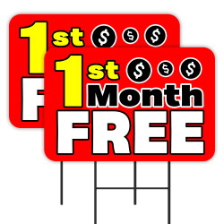 First Month Free - Storage Red 2 Pack Double-Sided Yard Signs 16" x 24" with Metal Stakes (Made in Texas)