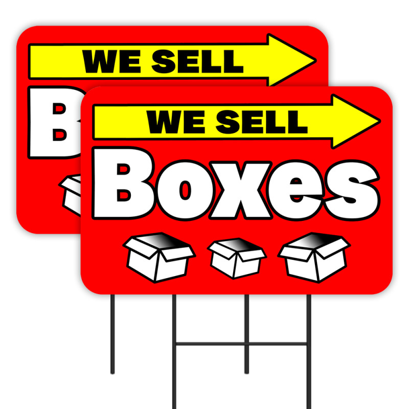 We Sell Boxes - Storage Red 2 Pack Double-Sided Yard Signs 16" x 24" with Metal Stakes (Made in Texas)