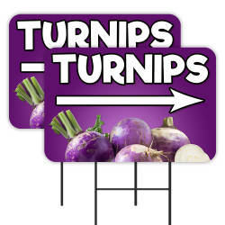 Turnips 2 Pack Double-Sided Yard Signs 16" x 24" with Metal Stakes (Made in Texas)